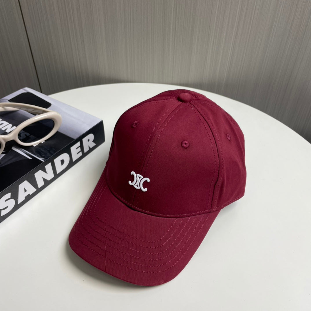 CELINE BASEBALL CAP 910972 IN RED CANVAS