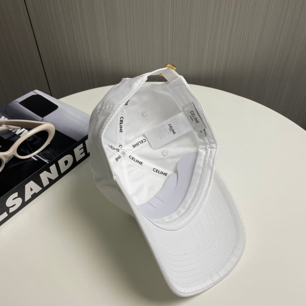 CELINE BASEBALL CAP 910977 IN WHITE CANVAS