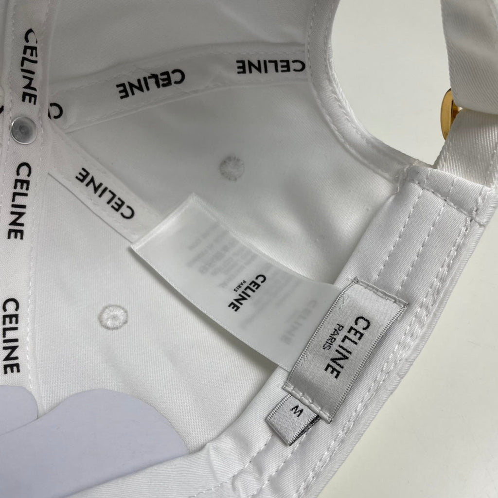 CELINE BASEBALL CAP 910977 IN WHITE CANVAS