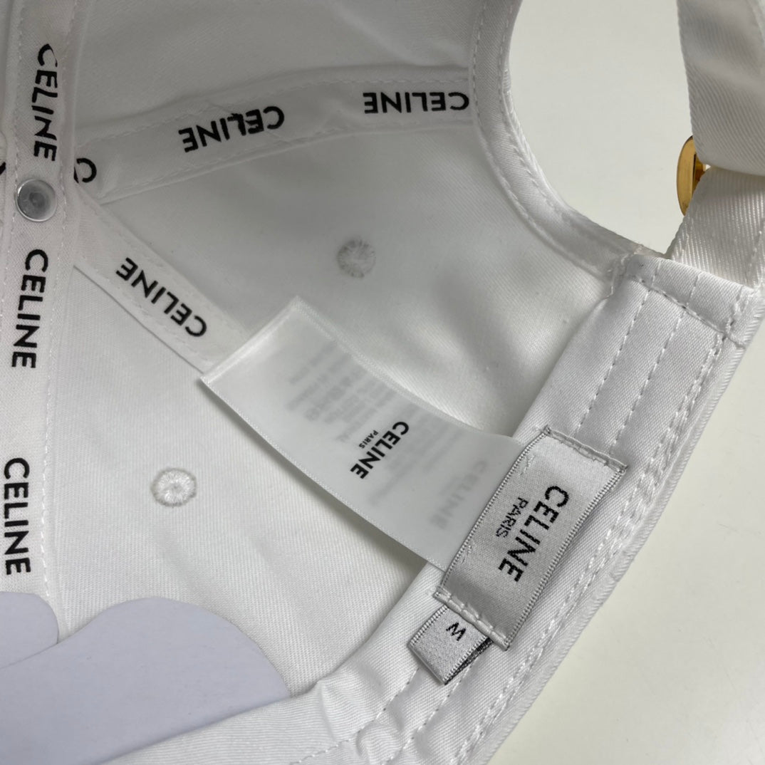 CELINE BASEBALL CAP 910977 IN WHITE CANVAS