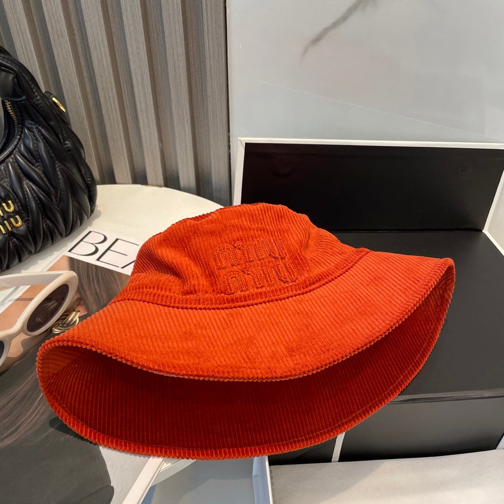 MIUMIU BUCKET IN ORANGE VELVET WITH LOGO