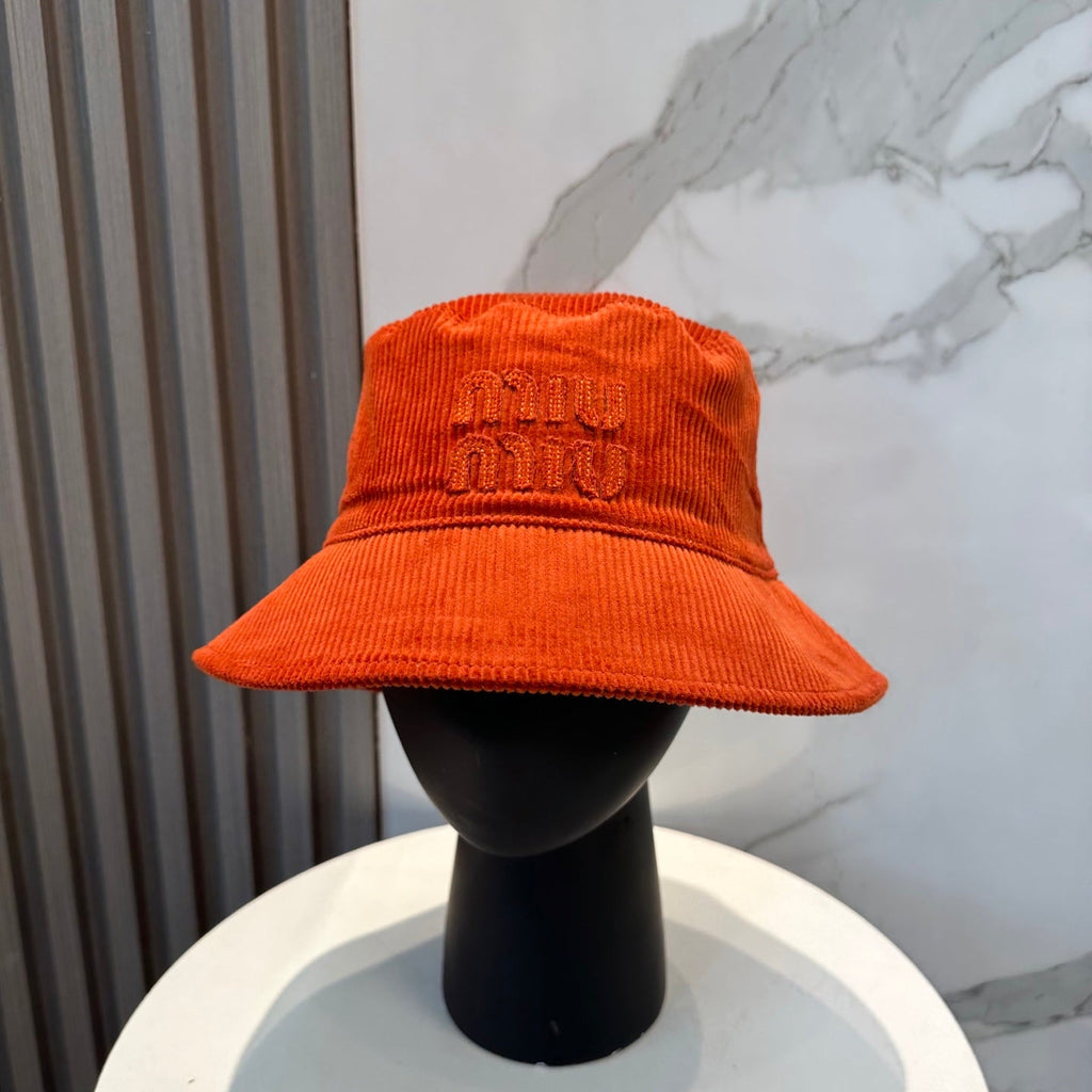 MIUMIU BUCKET IN ORANGE VELVET WITH LOGO