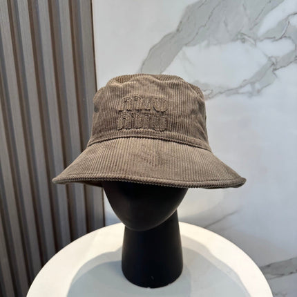 MIUMIU BUCKET IN MUTED BROWN VELVET WITH LOGO