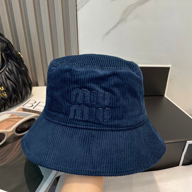 MIUMIU BUCKET IN NAVY BLUE VELVET WITH LOGO