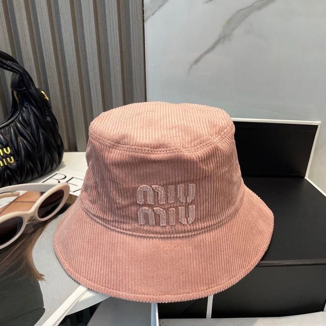 MIUMIU BUCKET IN PEACHY PINK VELVET WITH LOGO