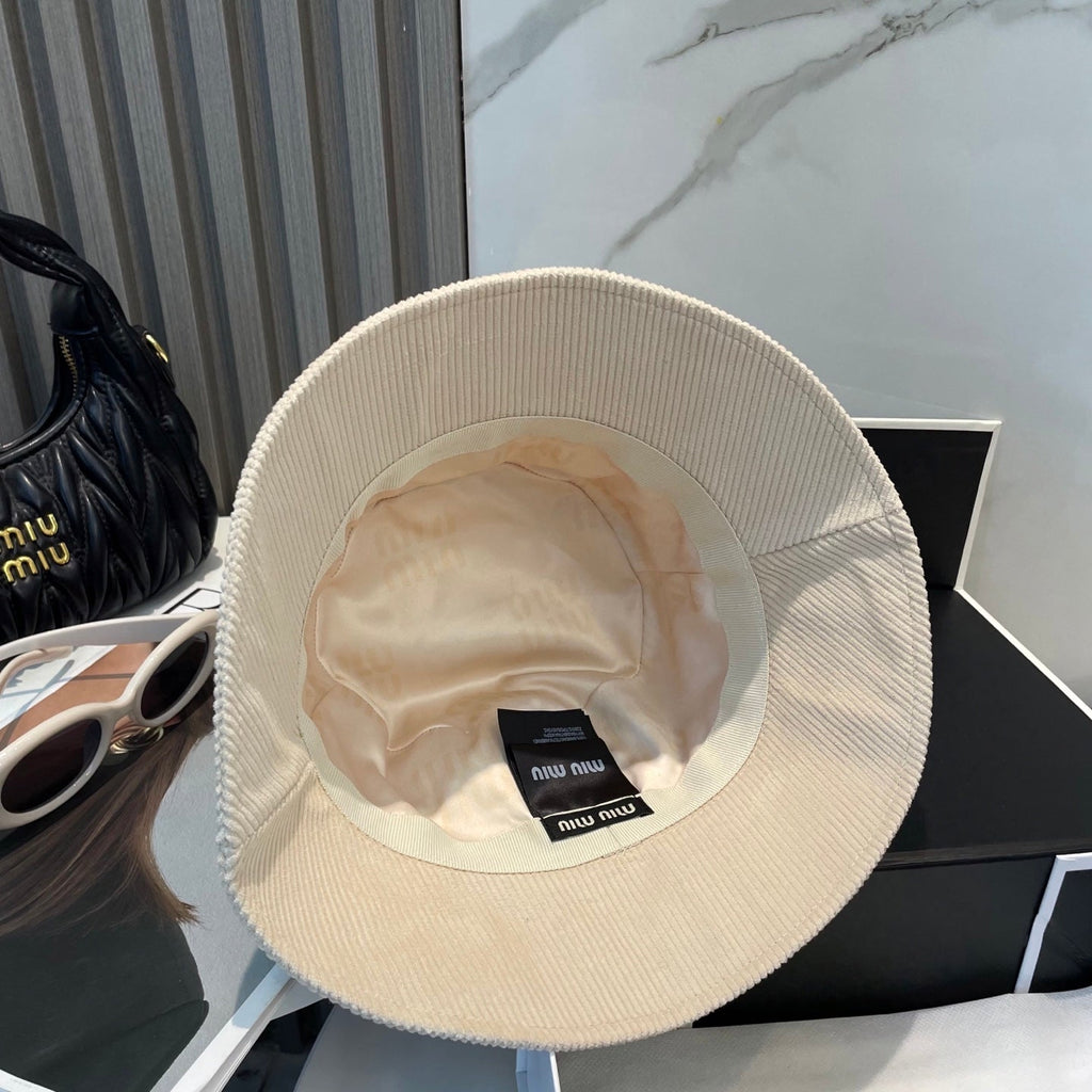 MIUMIU BUCKET IN CREAM WHITE VELVET WITH LOGO
