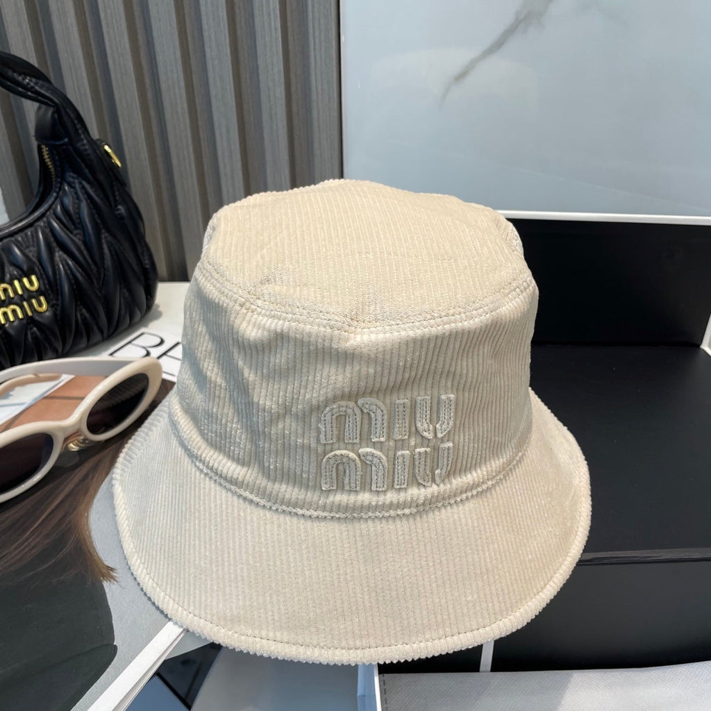 MIUMIU BUCKET IN CREAM WHITE VELVET WITH LOGO