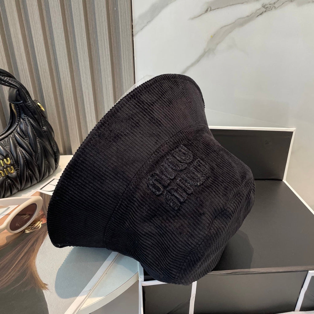 MIUMIU BUCKET IN BLACK VELVET WITH LOGO
