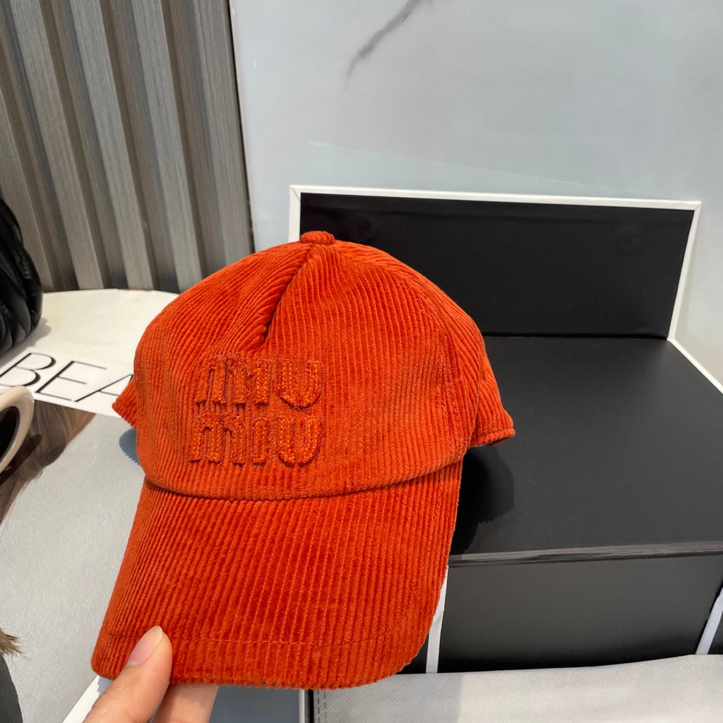 MIUMIU BASEBALL CAP IN ORANGE VELVET