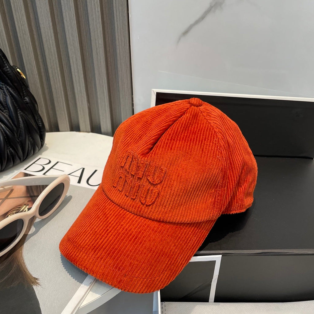 MIUMIU BASEBALL CAP IN ORANGE VELVET