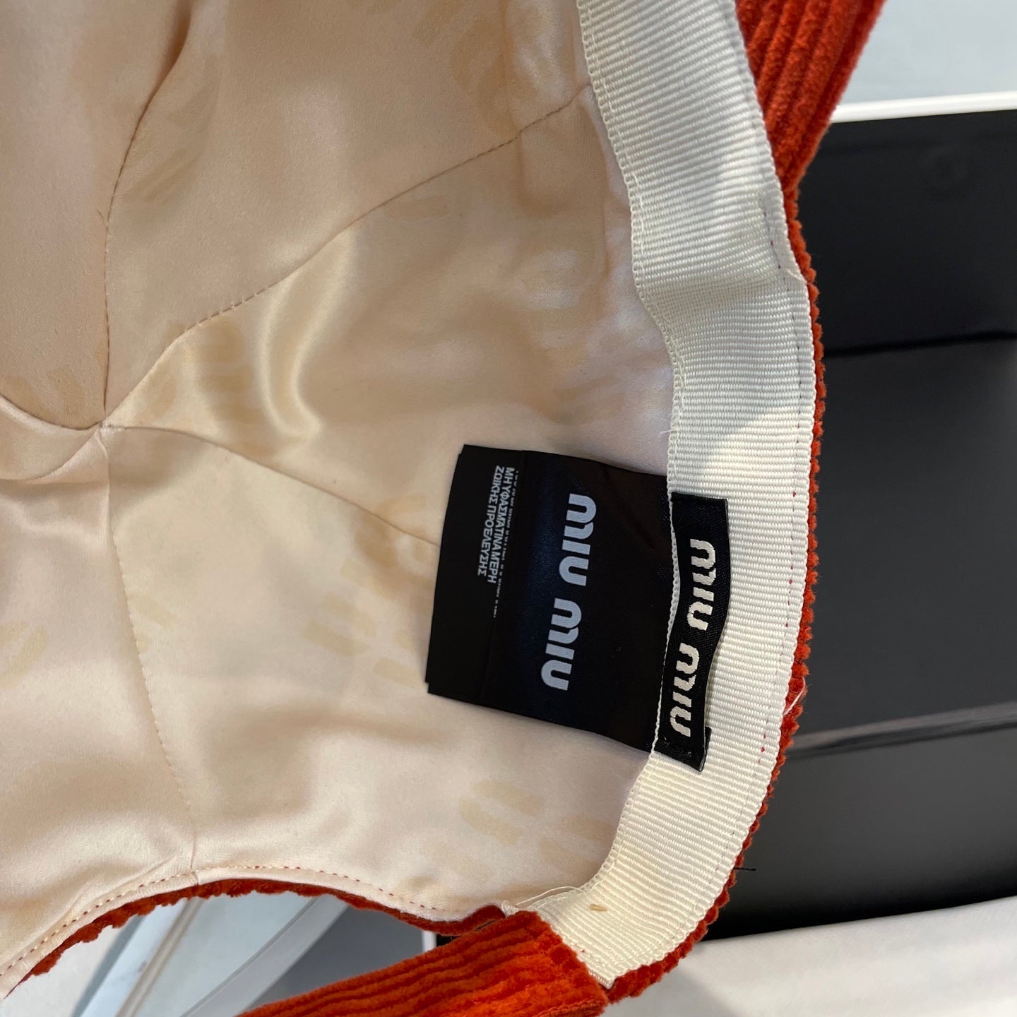 MIUMIU BASEBALL CAP IN ORANGE VELVET