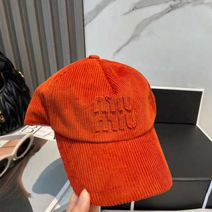 MIUMIU BASEBALL CAP IN ORANGE VELVET