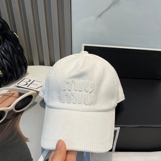 MIUMIU BASEBALL CAP IN WHITE VELVET