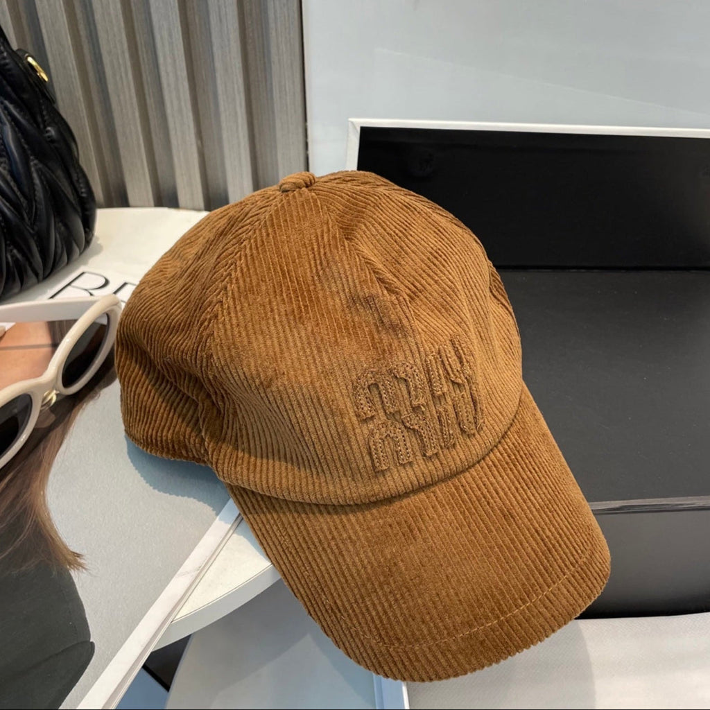 MIUMIU BASEBALL CAP IN BURNT ORANGE VELVET