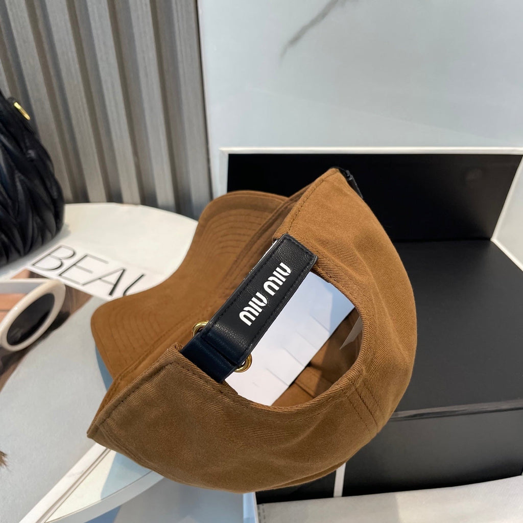 MIUMIU BASEBALL CAP IN BURNT ORANGE FABRIC BRAND EMBROIDERY