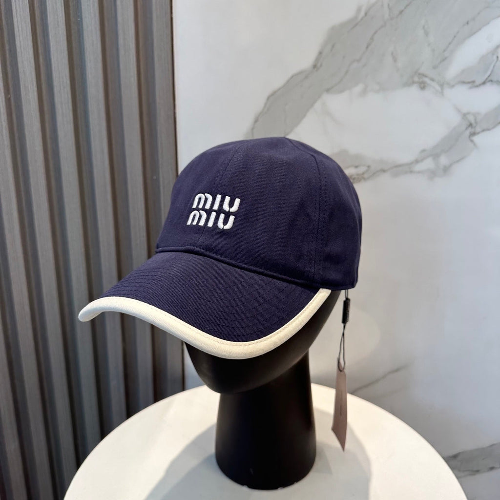 MIUMIU BASEBALL CAP IN NAVY BLUE FABRIC STYLE 7
