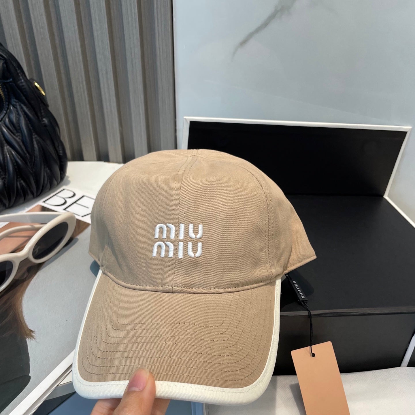 MIUMIU BASEBALL CAP IN BEIGE FABRIC STYLE 4