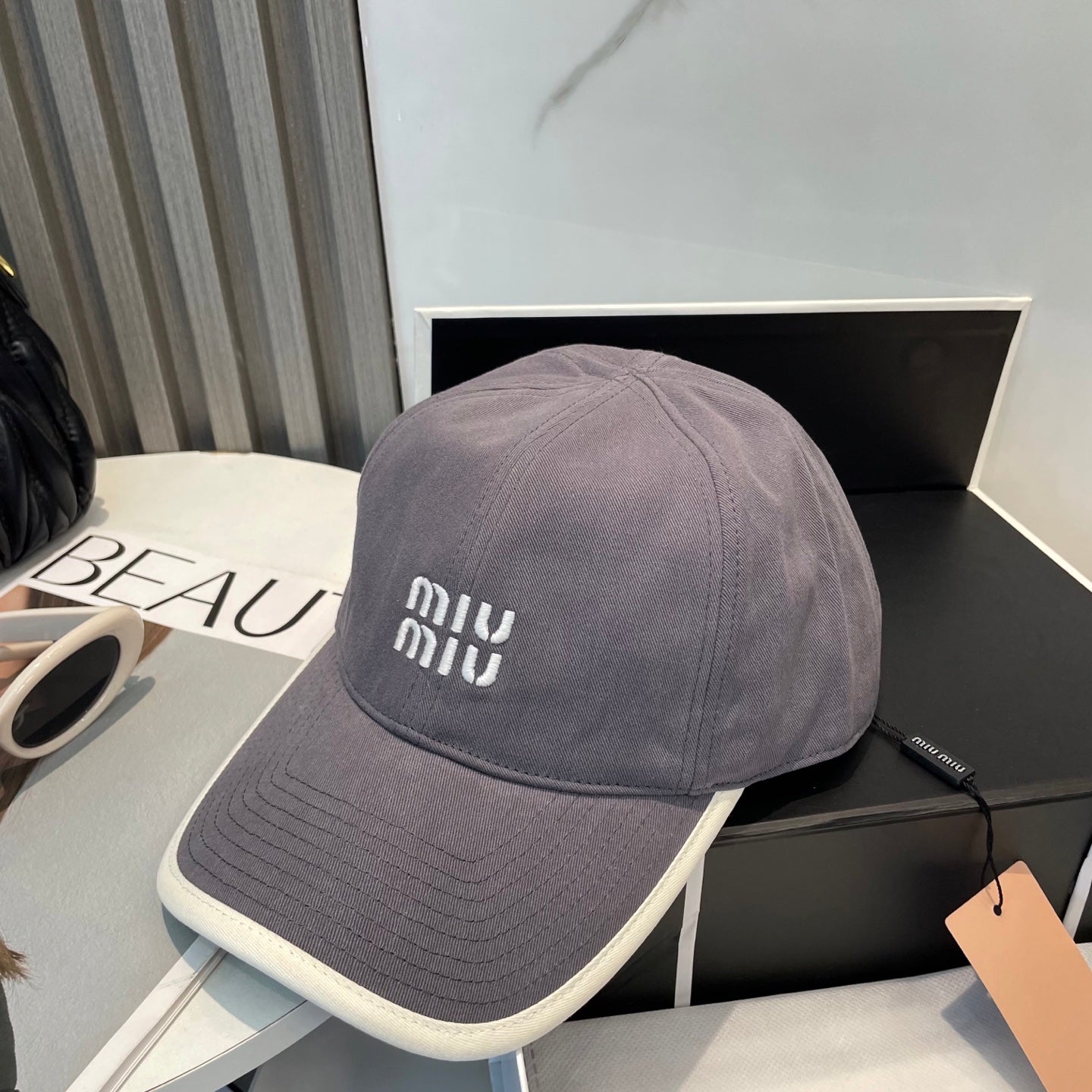 MIUMIU BASEBALL CAP IN GREY FABRIC STYLE 3