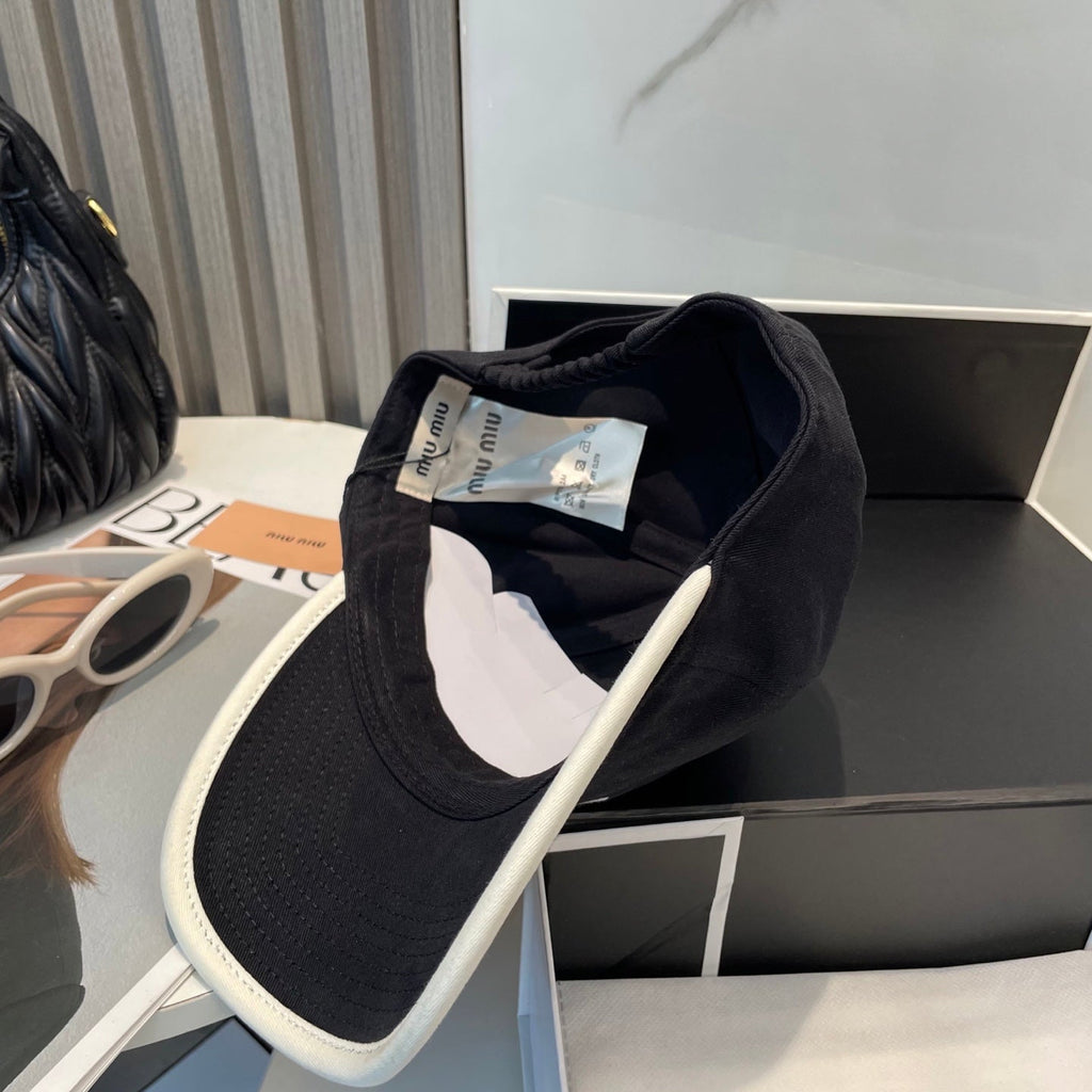 MIUMIU BASEBALL CAP IN BLACK AND WHITE FABRIC STYLE 2