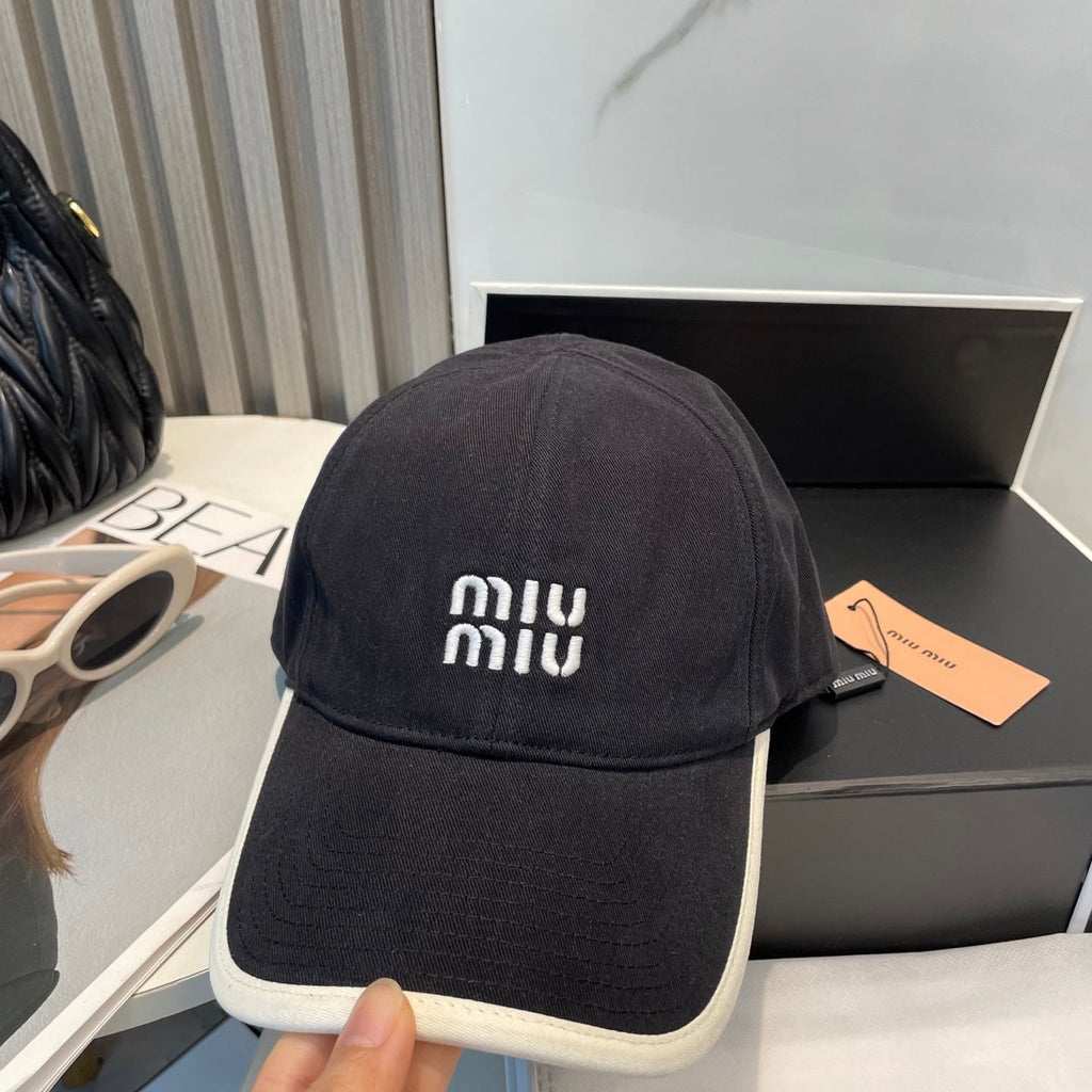 MIUMIU BASEBALL CAP IN BLACK AND WHITE FABRIC STYLE 2