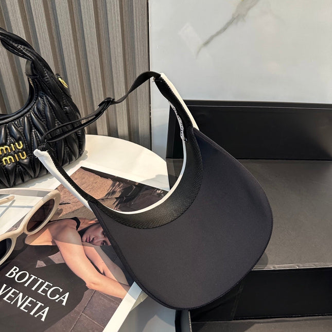 MIUMIU SPORT VISOR CAP IN BLACK MIX WHITE FABRIC