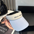 MIUMIU SPORT VISOR CAP IN PASTEL BLUE MIX WHITE FABRIC