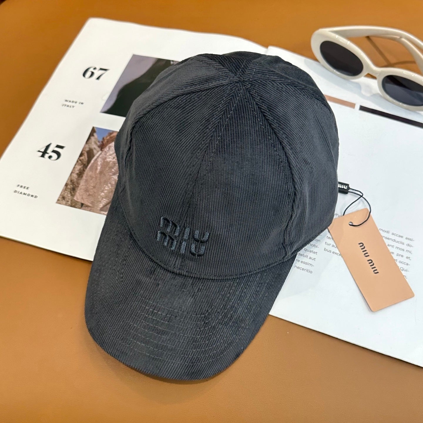 MIUMIU VELVET BASEBALL CAP STYLE 60