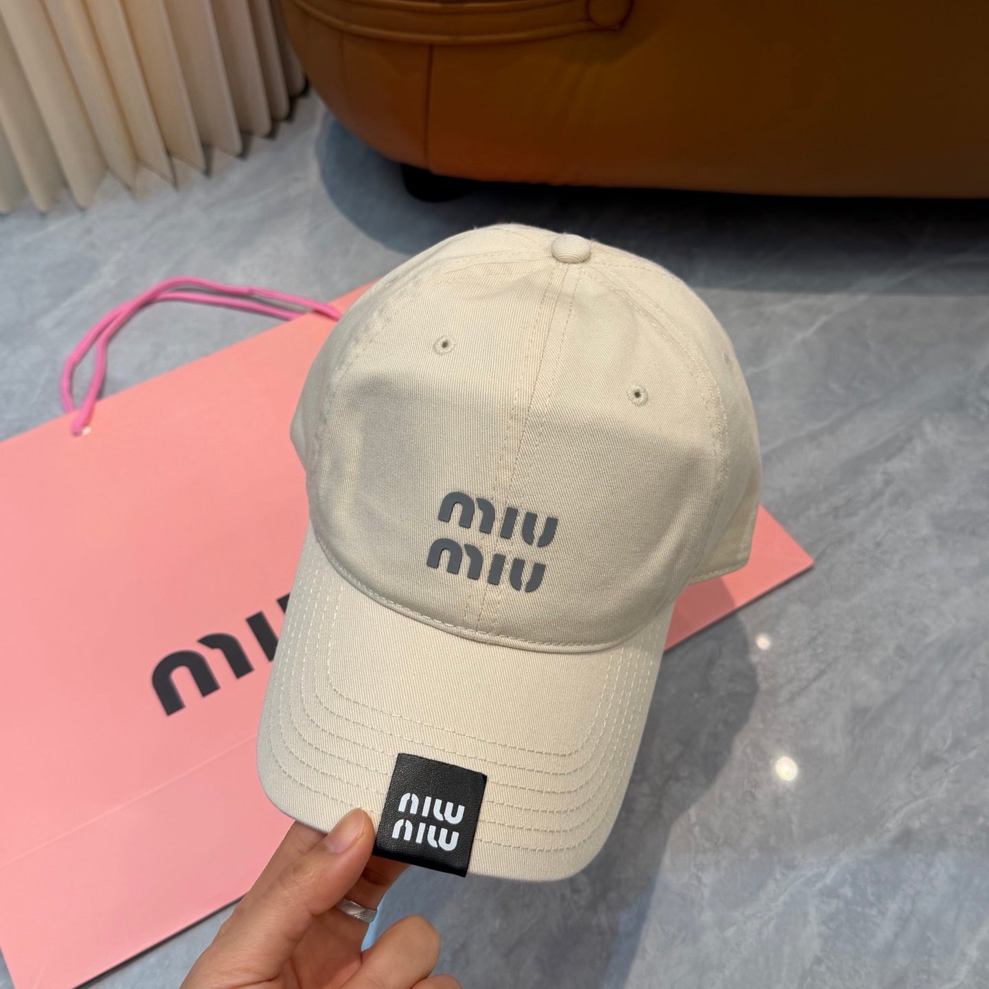 MIUMIU 26S BASEBALL CAP IN BEIGE 339691
