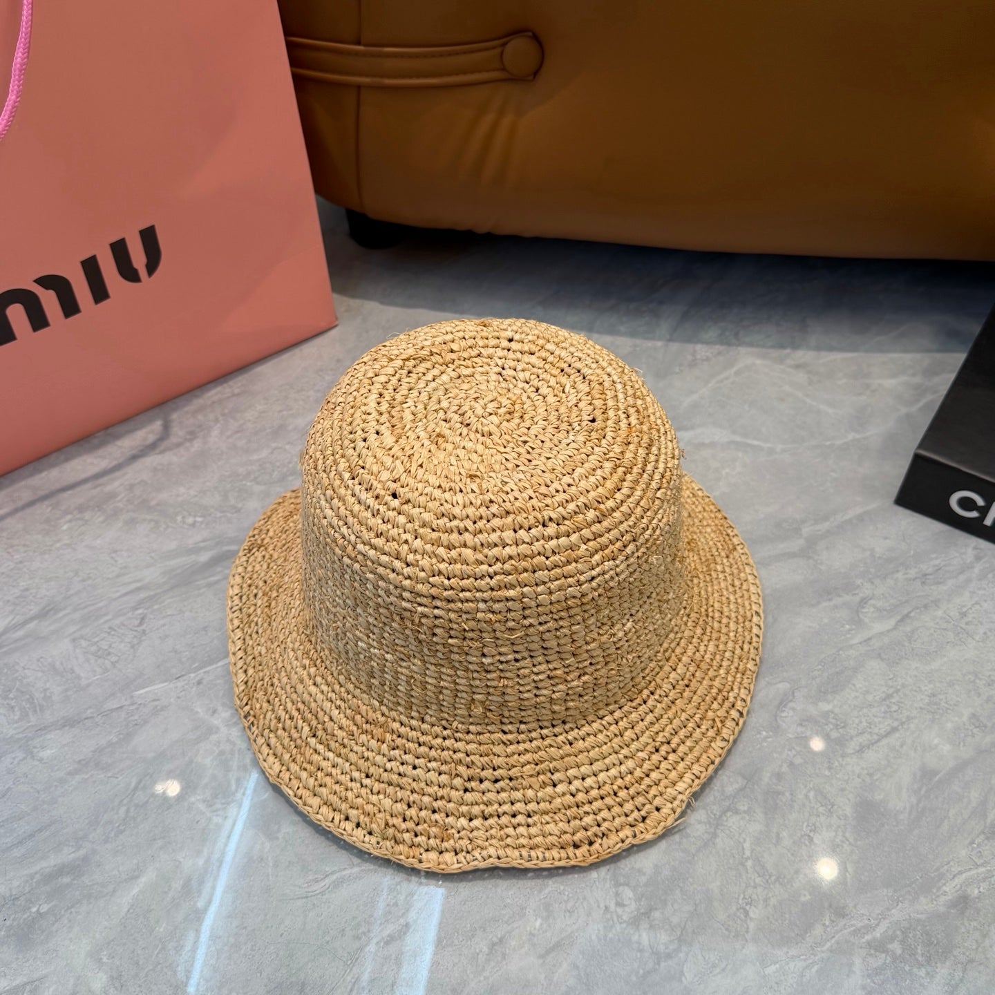 MIUMIU 26S STRAW BUCKET HAT 340665