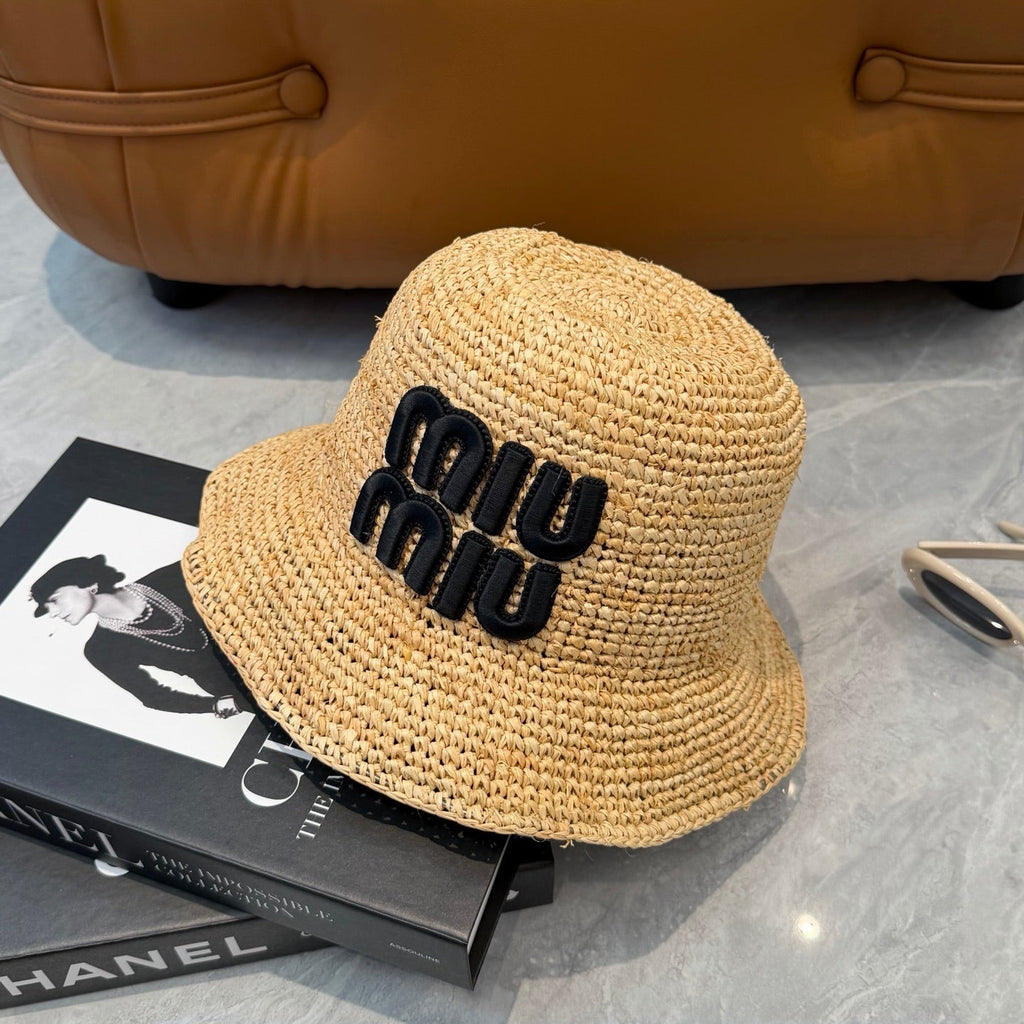 MIUMIU 26S STRAW BUCKET HAT 340665