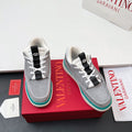 VALENTINO 25S RUNBOOT SNEAKERS IN GREY MIX TEAL BLUE LAMBSKIN