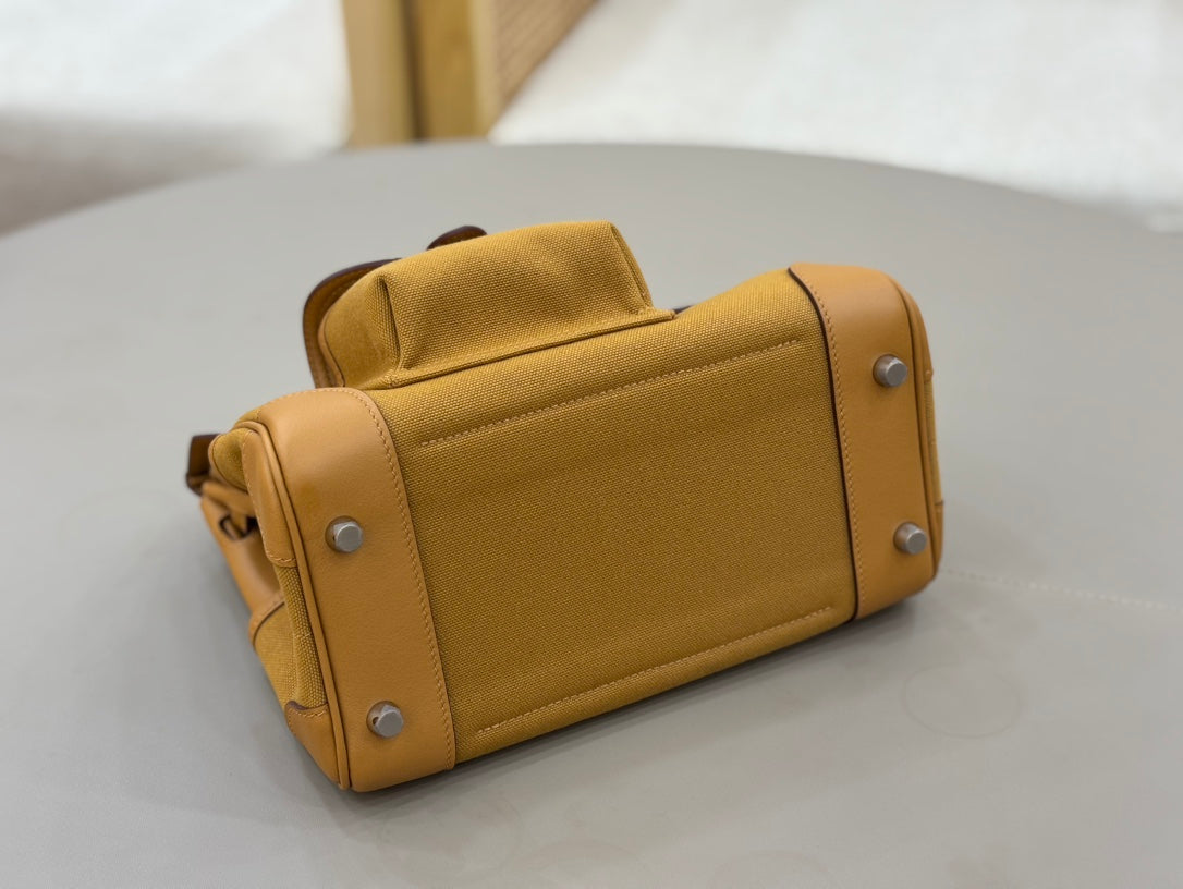 HM 25S BIRKIN CARGO 25 CM IN CARAMEL BROWN CANVAS AND SWIFT WITH SILVER HARDWARE