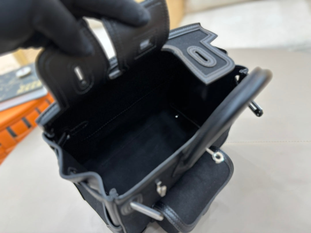 HM 25S BIRKIN CARGO 25 CM IN BLACK CANVAS AND SWIFT WITH SILVER HARDWARE