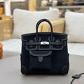 HM 25S BIRKIN CARGO 25 CM IN BLACK CANVAS AND SWIFT WITH SILVER HARDWARE