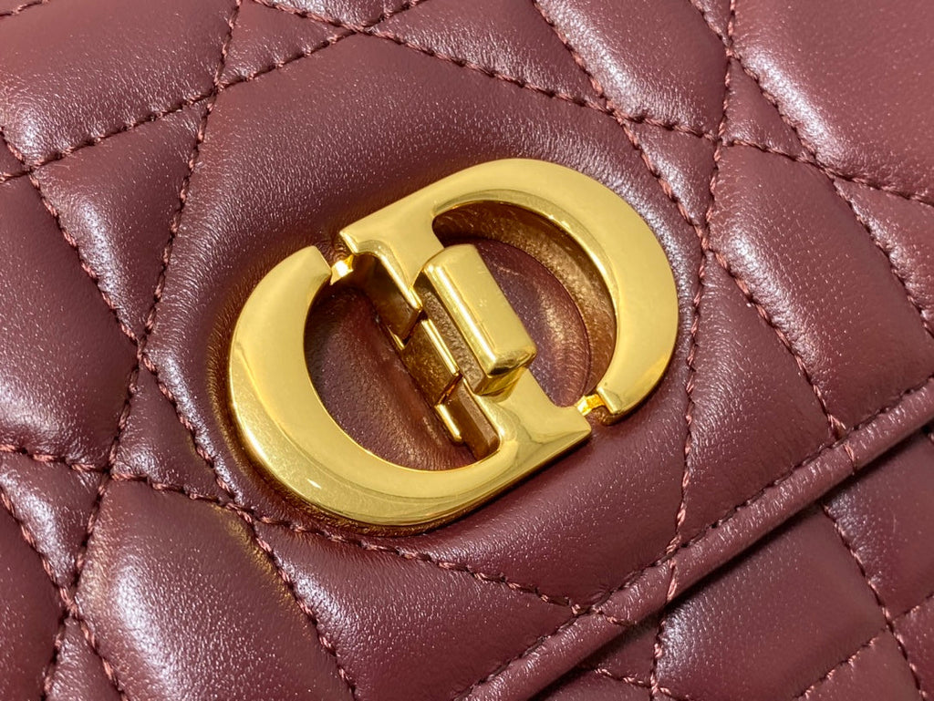 MISS CARO TOP HANDLE POUCH 24 IN TERRACOTTA RED MACROCANNAGE LAMBSKIN