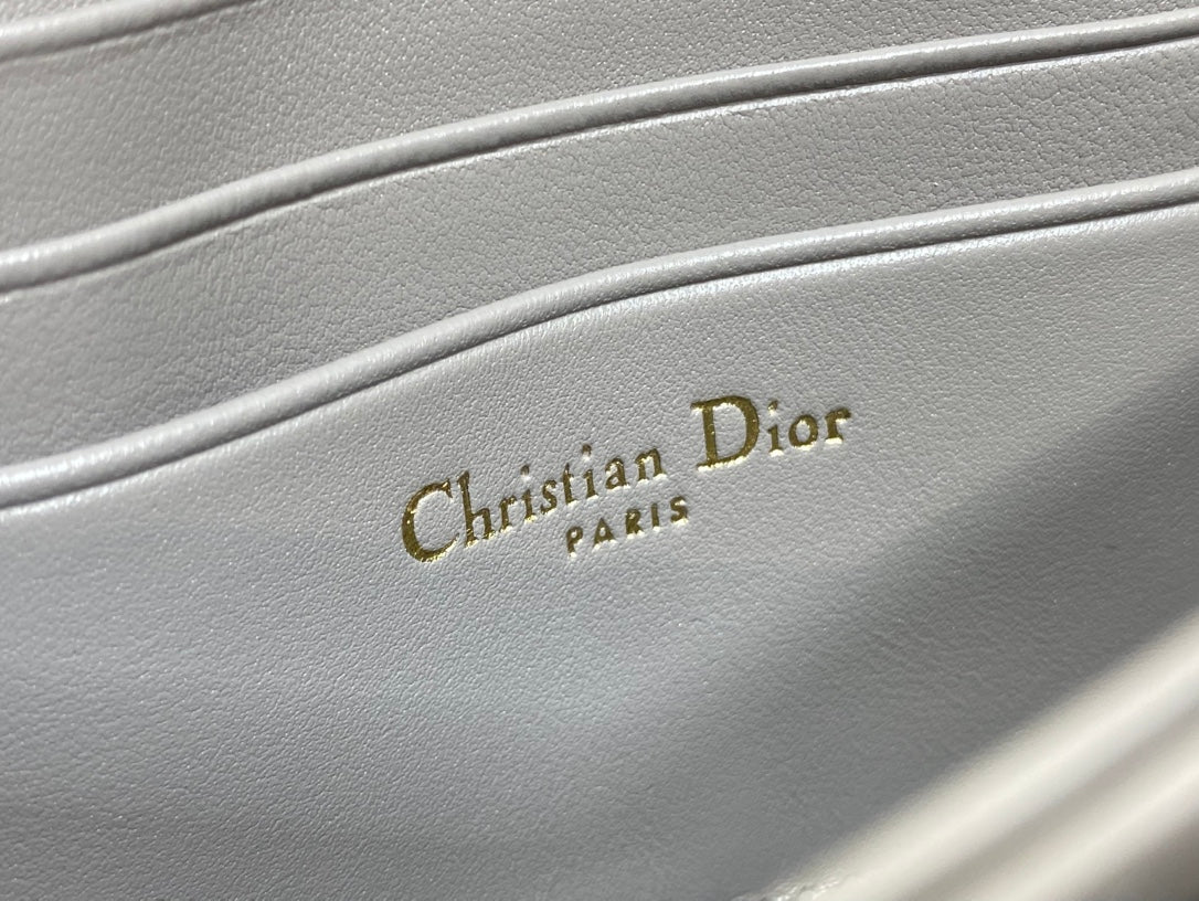 DIOR 25S DIOR TALK PHONE POUCH 21 IN DIRTY LILAC CANNAGE LAMBSKIN GOLD HARDWARE