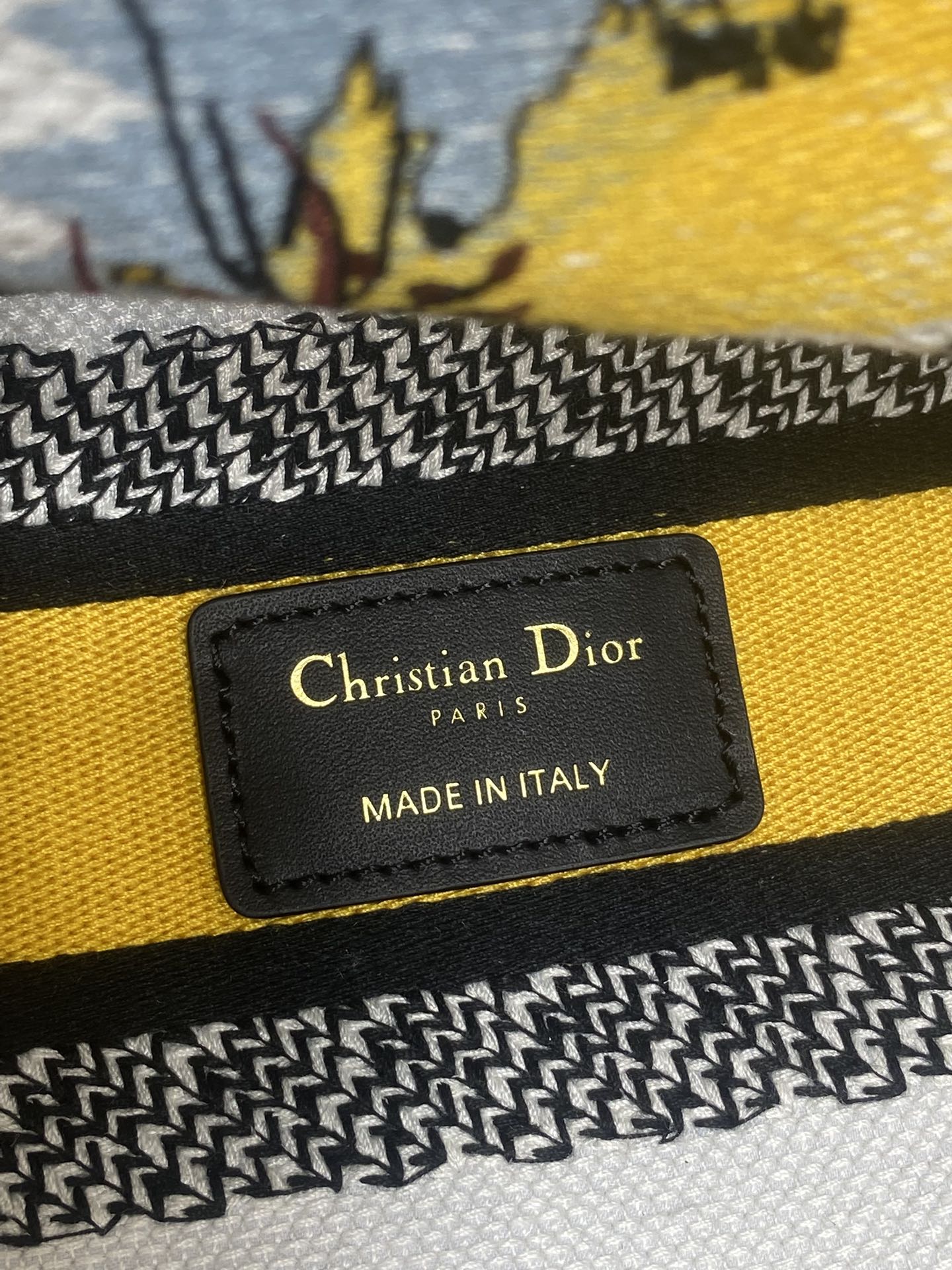 DIOR 25S SMALL LADY D-LITE BAG 24 IN YELLOW CANVAS DIOR CANNES
