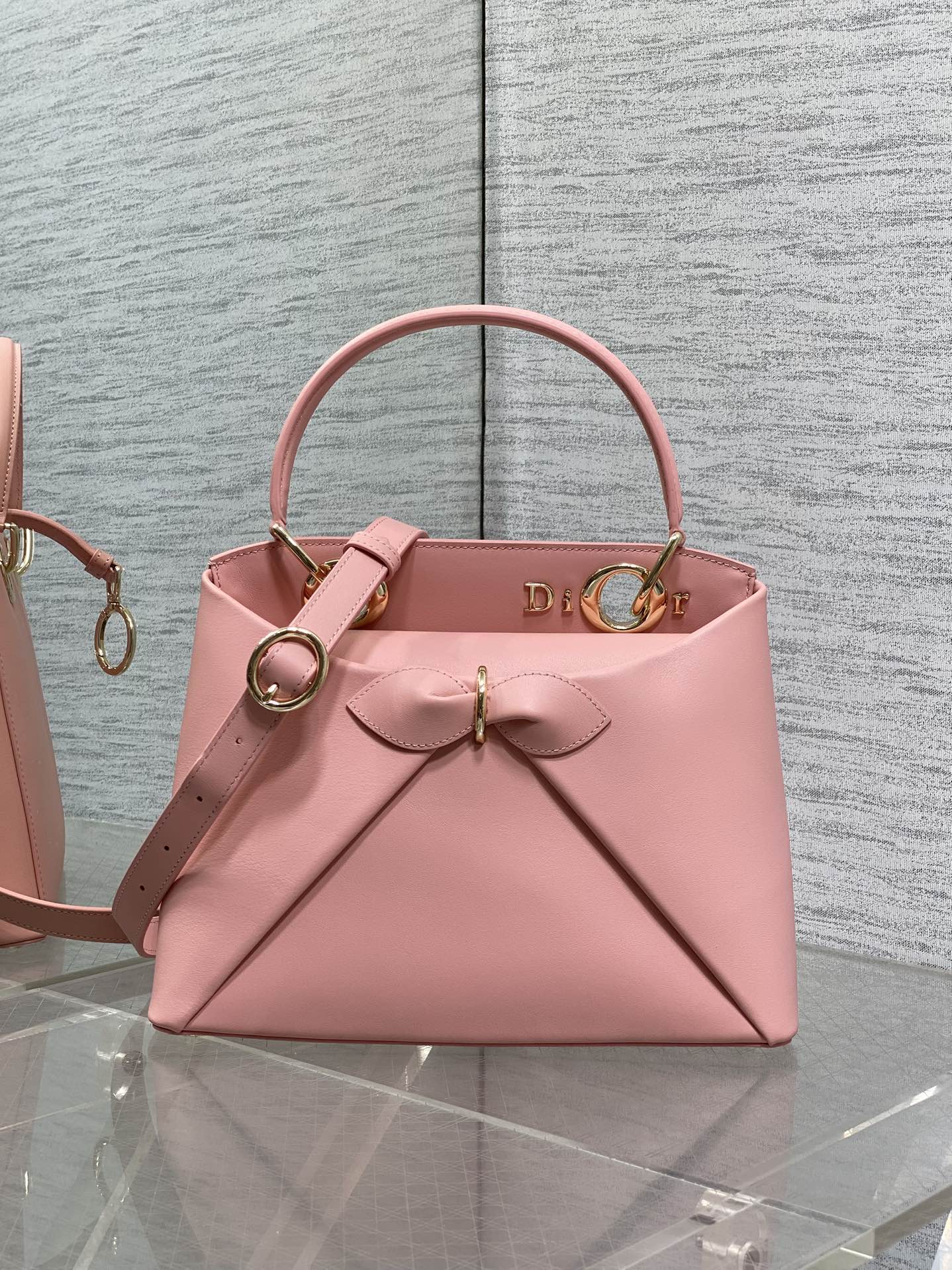 DIOR CIGALE BAG 28 IN PINK CALFSKIN GOLD HARDWARE