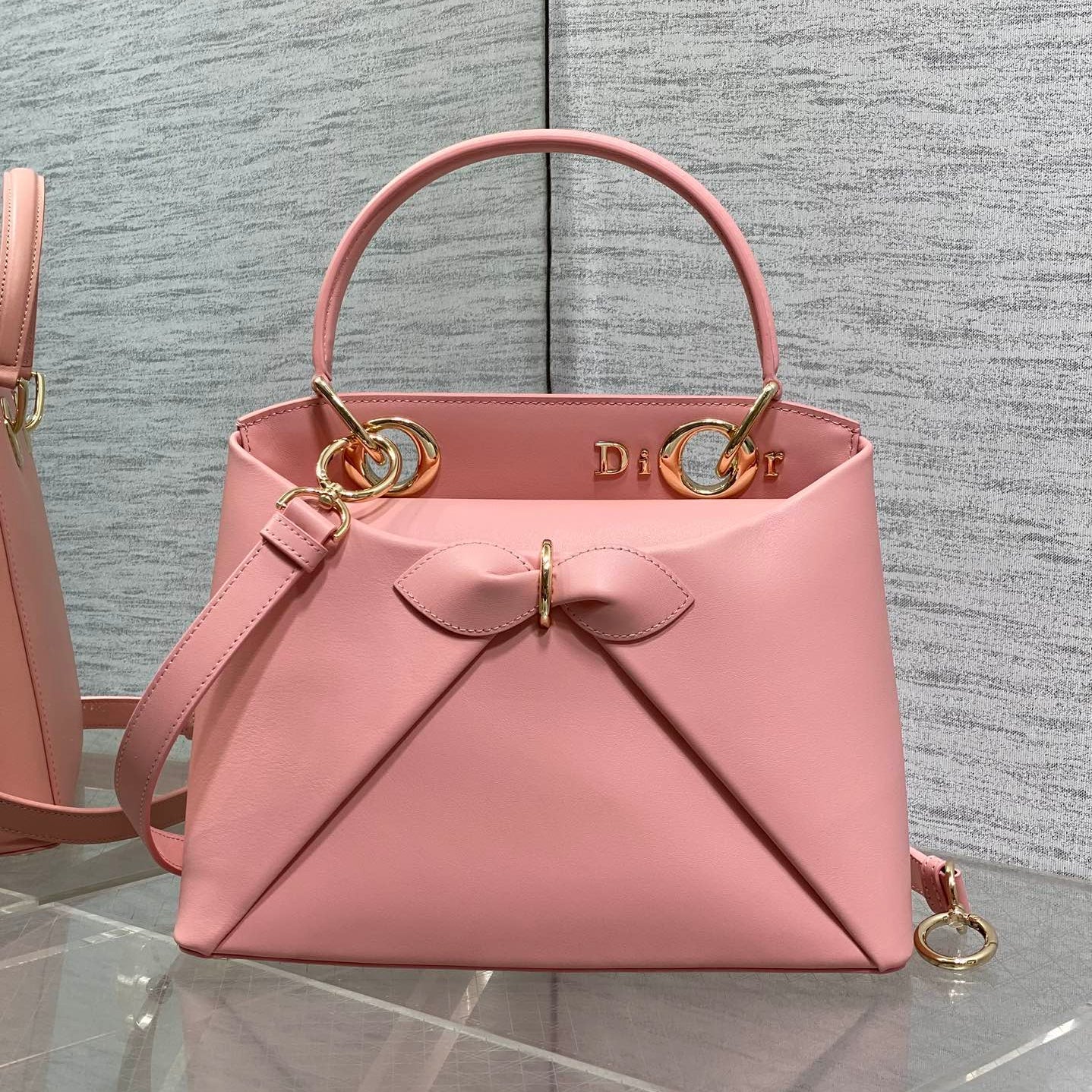 DIOR CIGALE BAG 28 IN PINK CALFSKIN GOLD HARDWARE
