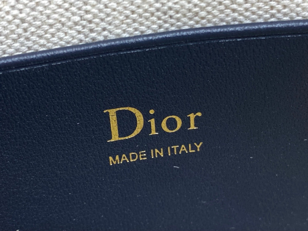 DIOR 26S PROMENADE BAG 22 IN NAVY BLUE AND BEIGE OBLIQUE JACQUARD