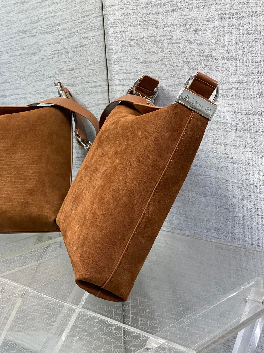 DIOR 26S MEDIUM BAG 31 IN LIGHT BROWN SUEDE