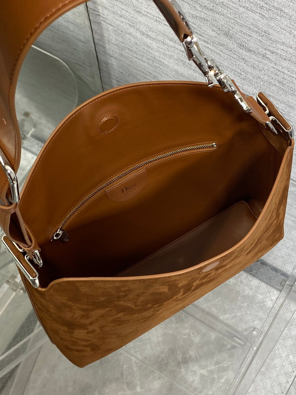 DIOR 26S MEDIUM BAG 31 IN LIGHT BROWN SUEDE