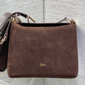 DIOR 26S MEDIUM BAG 31 IN DARK BROWN SUEDE