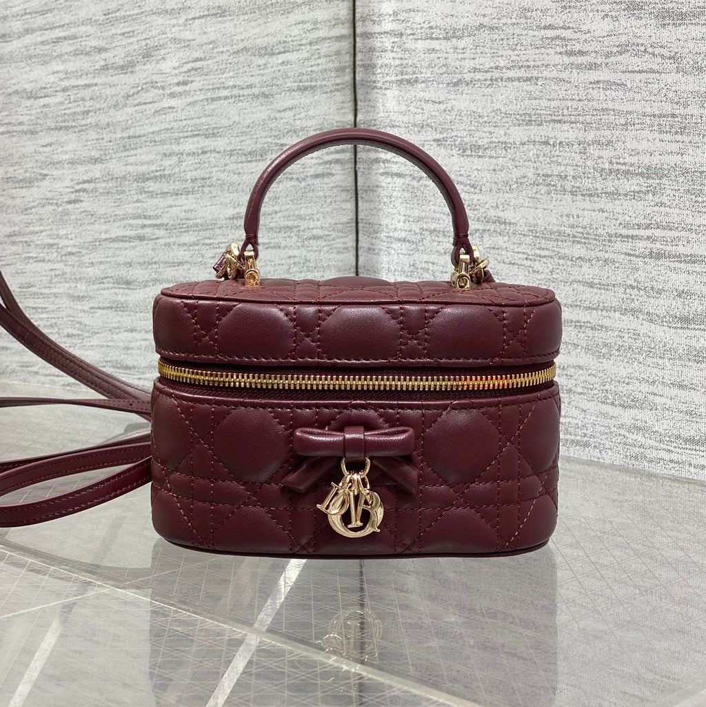 DIOR 26S MINI VANITY 17 IN BURGUNDY LAMBSKIN