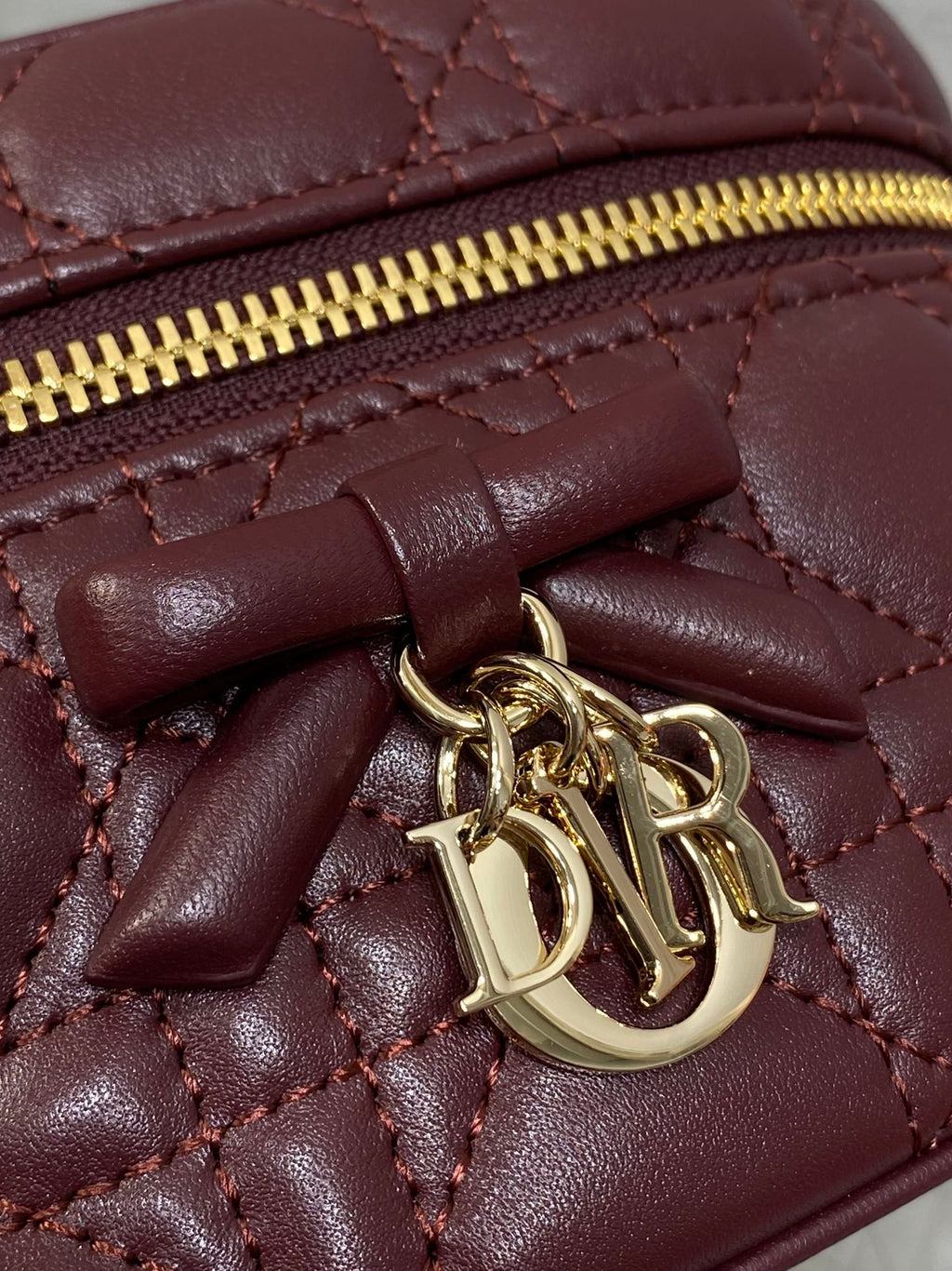 DIOR 26S MINI VANITY 17 IN BURGUNDY LAMBSKIN