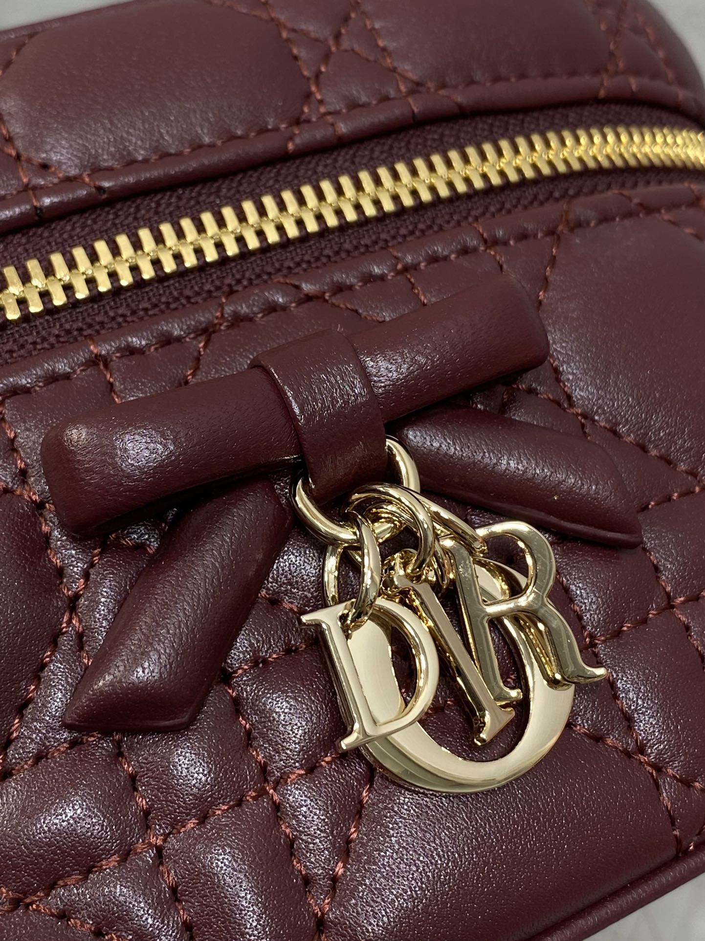 DIOR 26S MINI VANITY 17 IN BURGUNDY LAMBSKIN