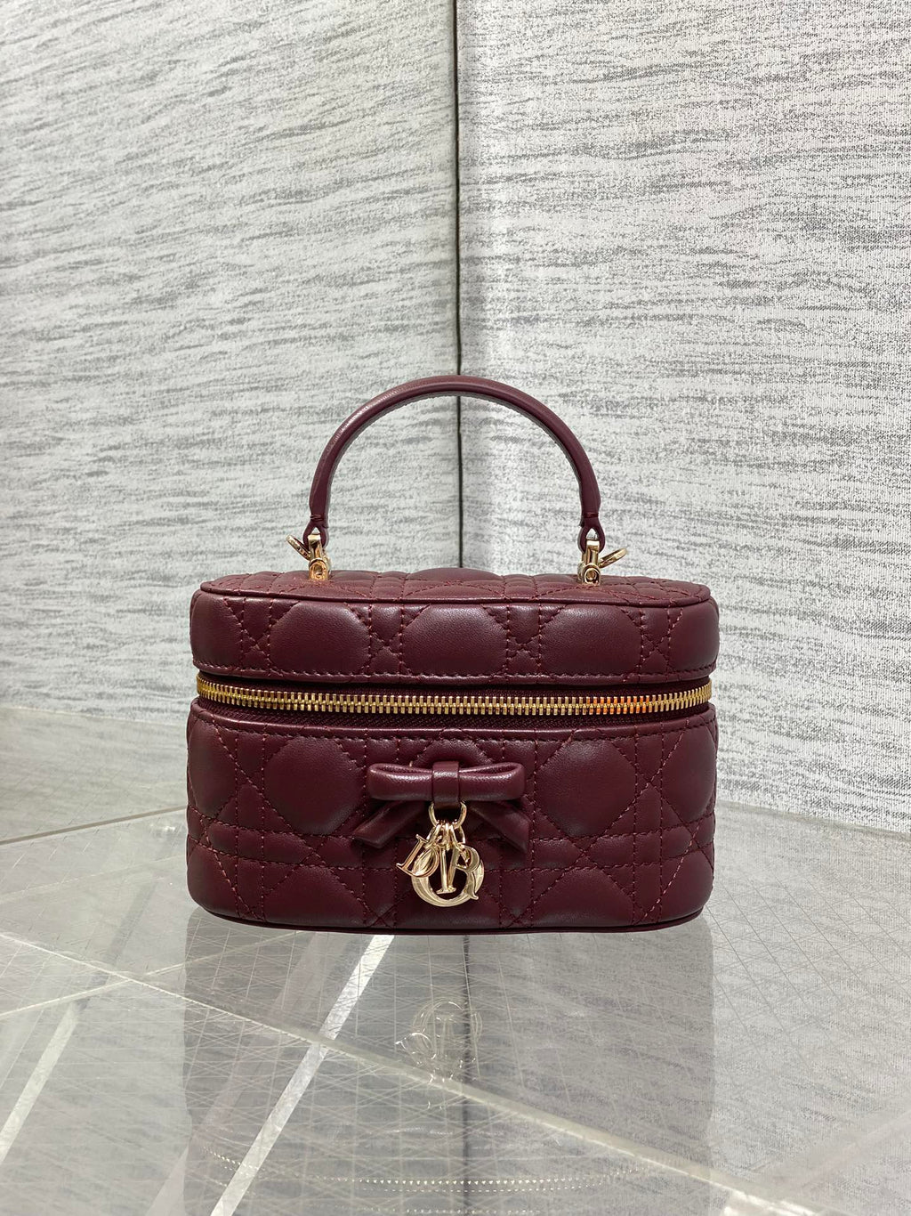 DIOR 26S MINI VANITY 17 IN BURGUNDY LAMBSKIN