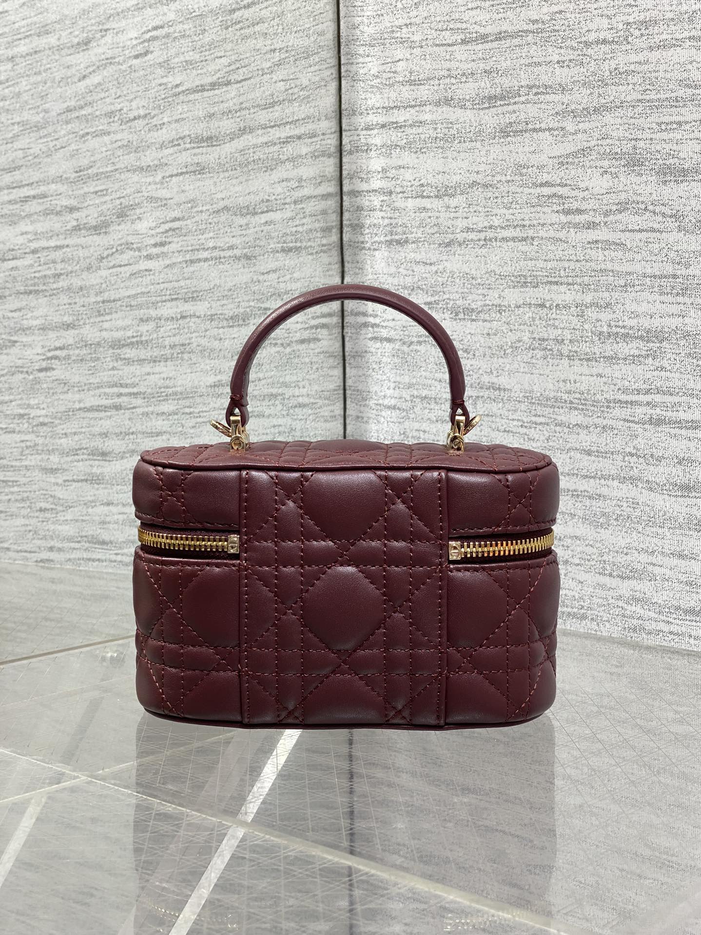 DIOR 26S MINI VANITY 17 IN BURGUNDY LAMBSKIN