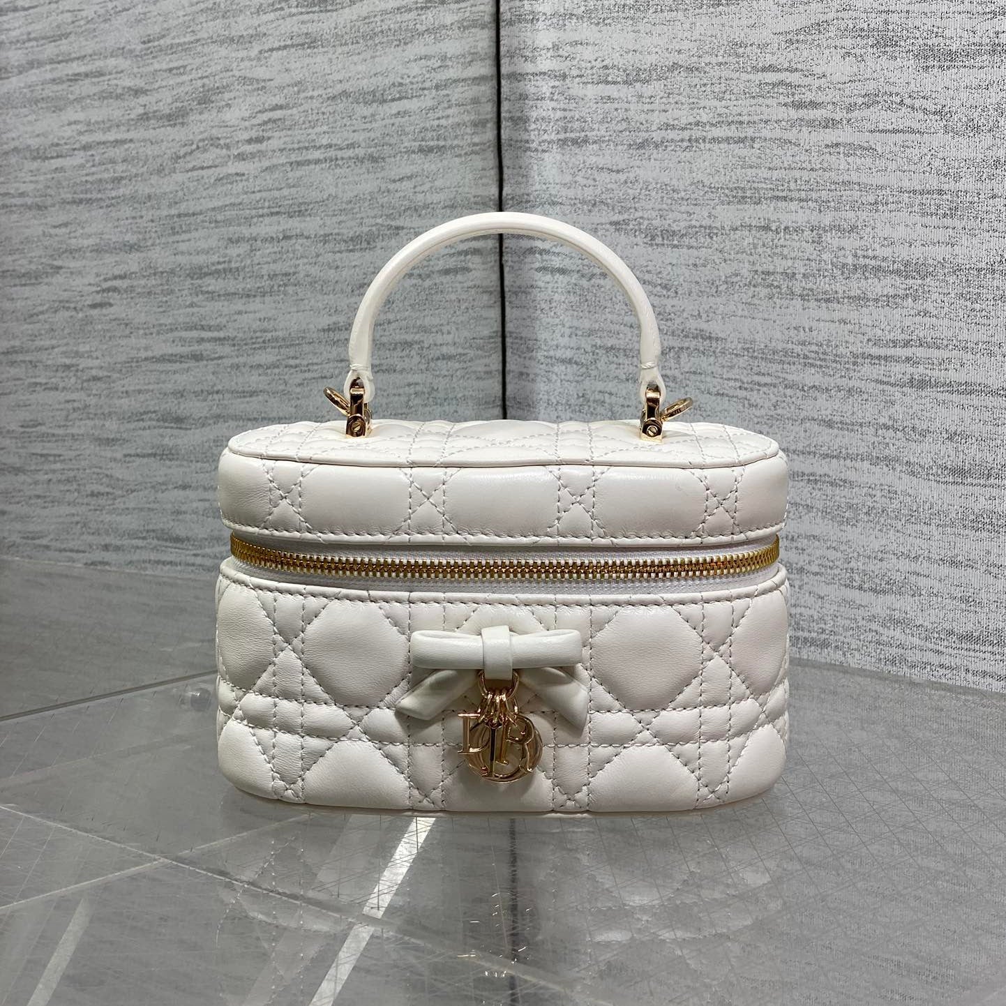 DIOR 26S MINI VANITY 17 IN WHITE LAMBSKIN