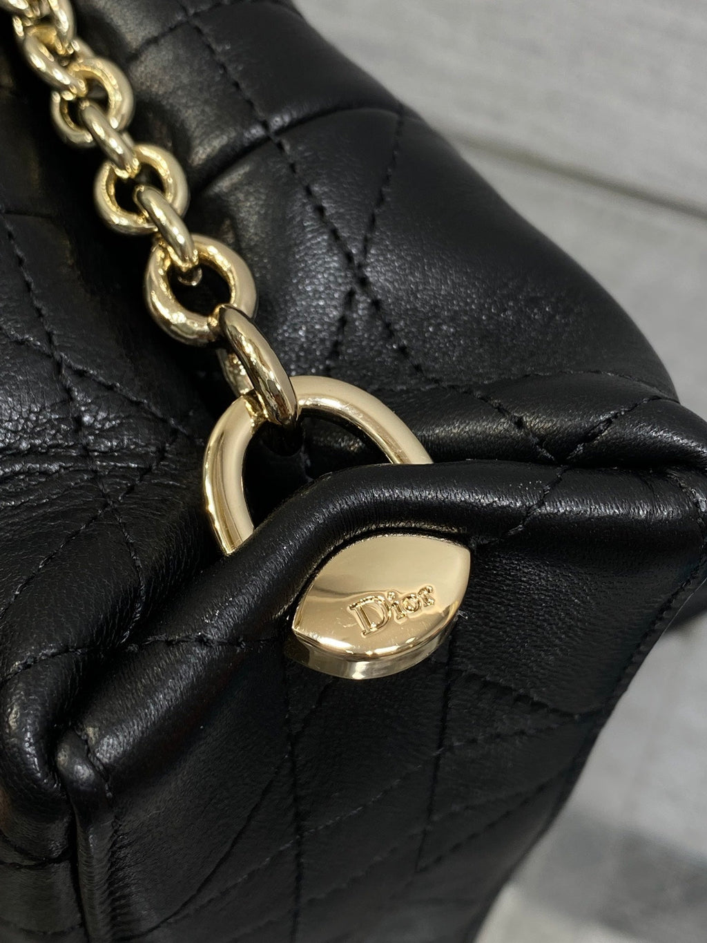 DIOR 26S TRIANON BAG 20 IN BLACK LAMBSKIN